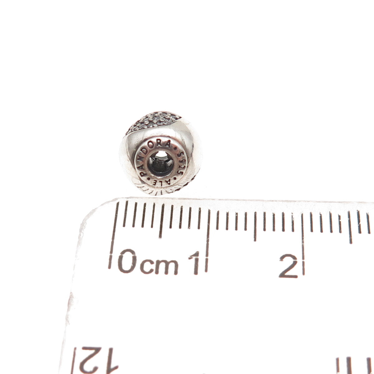 Pandora 925 Sterling Silver C Z Essence Happiness Slide Bead Charm