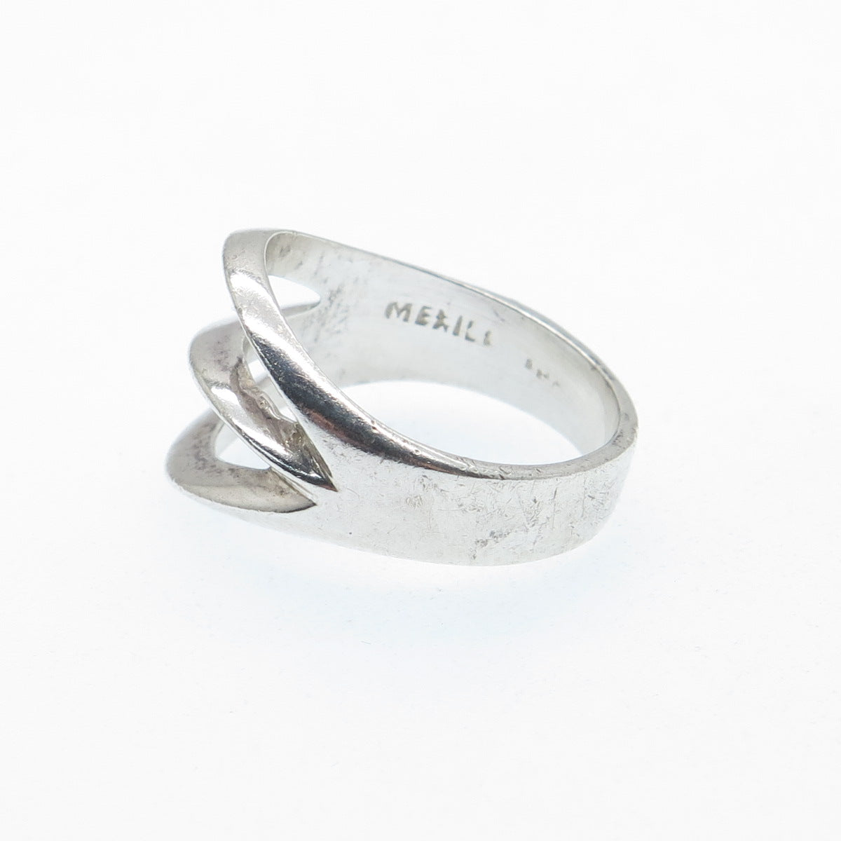 925 Sterling Silver Vintage Mexico Modernist Ring Size 7.75