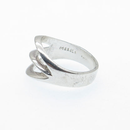 925 Sterling Silver Vintage Mexico Modernist Ring Size 7.75