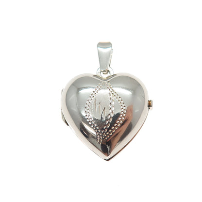 925 Sterling Silver Vintage Engraved Floral Heart Locket Mini Charm Pendant