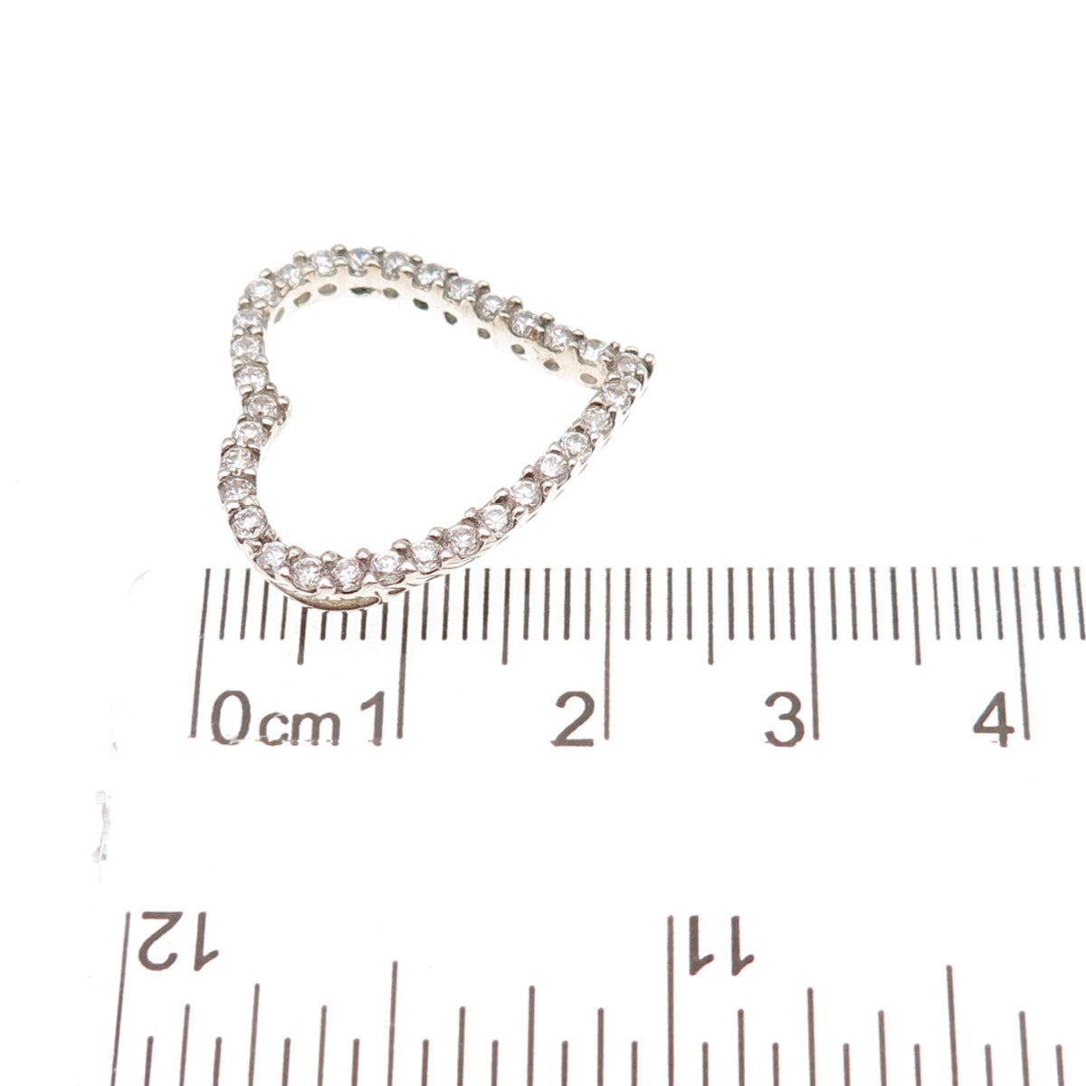 925 Sterling Silver Round-Cut C Z Heart Slide Charm Pendant