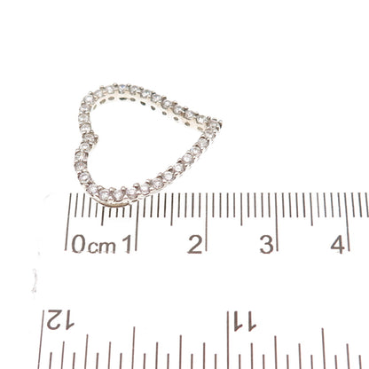 925 Sterling Silver Round-Cut C Z Heart Slide Charm Pendant