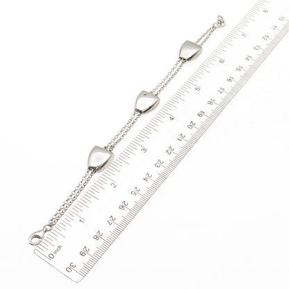 Molecole 925 Sterling Silver Real Diamond Station 2-Row Rolo Link Bracelet 6.75"