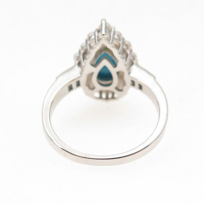 925 Sterling Silver Real Sleeping Beauty Turquoise Pearl Blue Topaz Ring Size 8