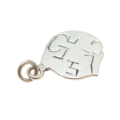 925 Sterling Silver Vintage Engraved Modernist Tag Charm Pendant