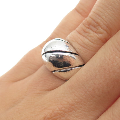925 Sterling Silver Vintage Modernist Dome Ring Size 5.75