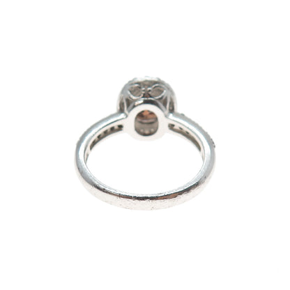 925 Sterling Silver Cognac & White C Z Ring Size 7