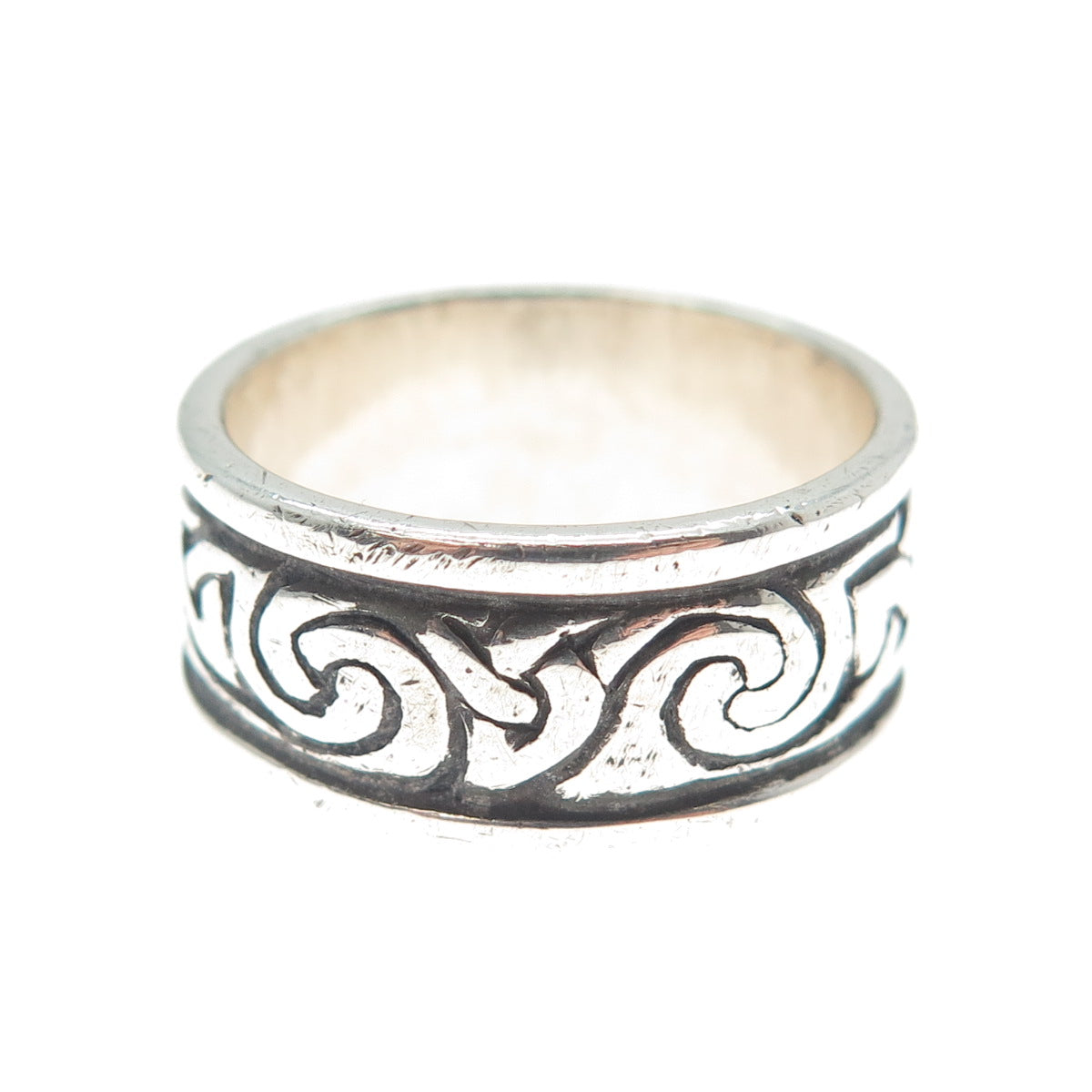 925 Sterling Silver Vintage SAW Celtic Knot Oxidized Band Ring Size 8.5