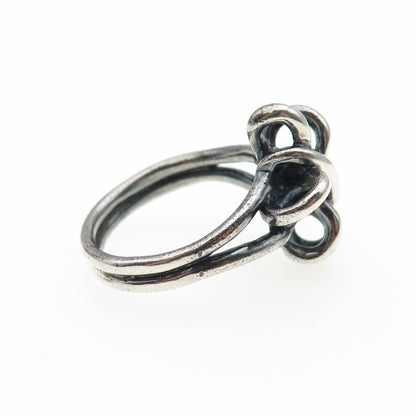 925 Sterling Silver Vintage Modernist Knot Oxidized Ring Size 12.25
