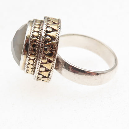 Anna Beck 925 Sterling Silver 2-Tone Vintage Real Moonstone Ring Size 6.75