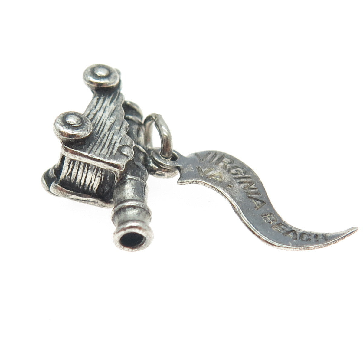 PACIFIC JEWELRY 925 Sterling Silver Vintage "Virginia Beach" Artillery Pendant