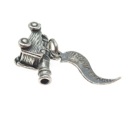 PACIFIC JEWELRY 925 Sterling Silver Vintage "Virginia Beach" Artillery Pendant