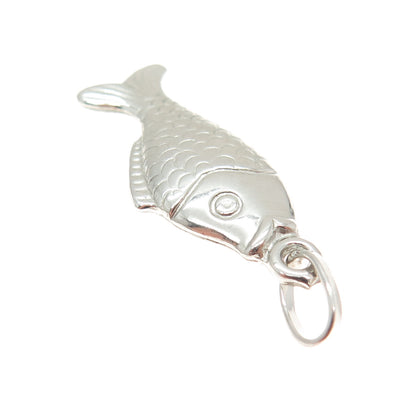 14K White Gold Italy Fish Minimalist Charm Pendant