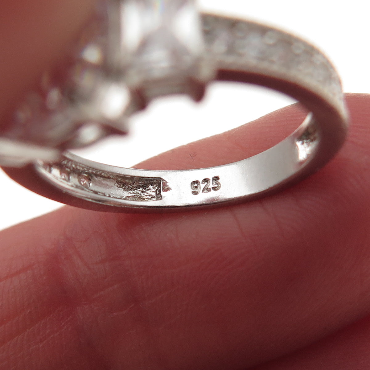 925 Sterling Silver C Z Engagement Ring Size 5.5