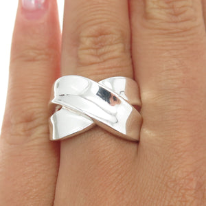 925 Sterling Silver Crossover Ring Size 7.25