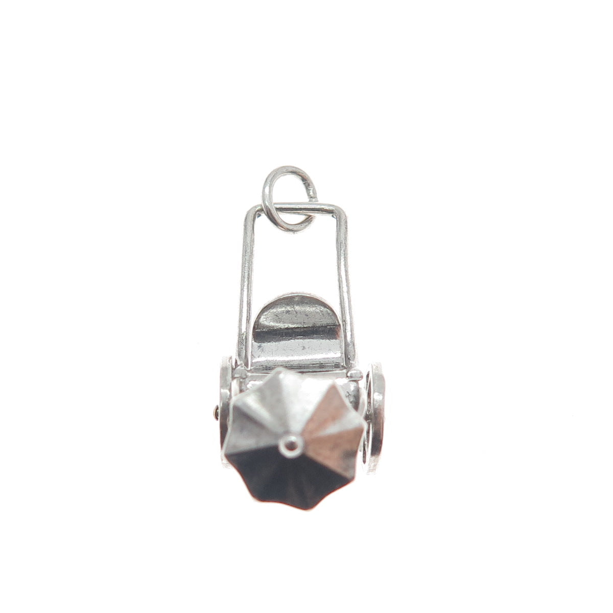 925 Sterling Silver 2-Tone Antique Rickshaw Carriage 3D Pendant