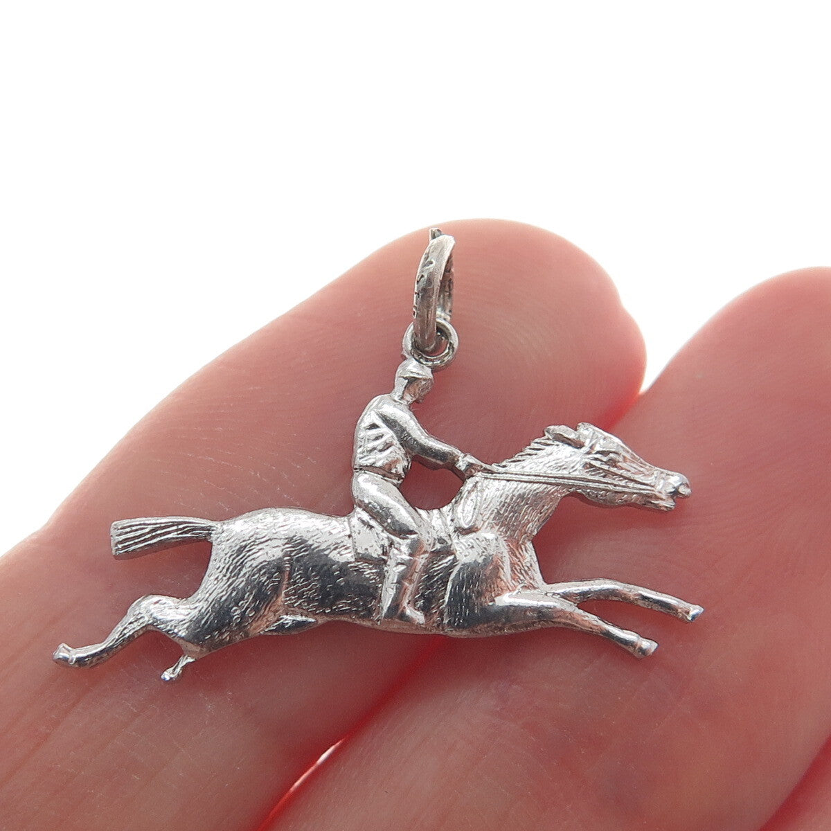 GRIFFITH & SONS CO. 925 Sterling Silver Antique Horseback Riding Charm Pendant