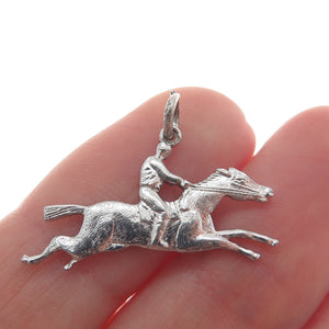 GRIFFITH & SONS CO. 925 Sterling Silver Antique Horseback Riding Charm Pendant