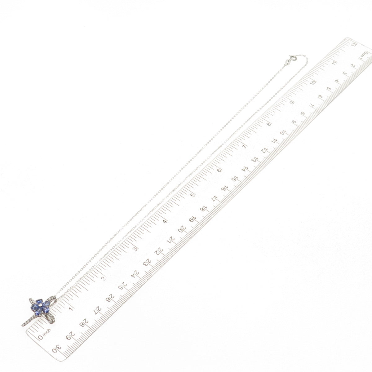 Chuck Clemency 925 Sterling Real Tanzanite White Topaz Floral Cross Necklace 20"