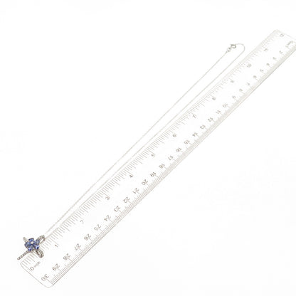 Chuck Clemency 925 Sterling Real Tanzanite White Topaz Floral Cross Necklace 20"