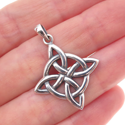 Peter Stone 925 Sterling Silver Vintage Celtic Knot Cross Oxidized Charm Pendant