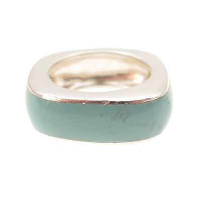 Argento Vivo 925 Sterling Silver Vintage Enamel Modernist Band Ring Size 7