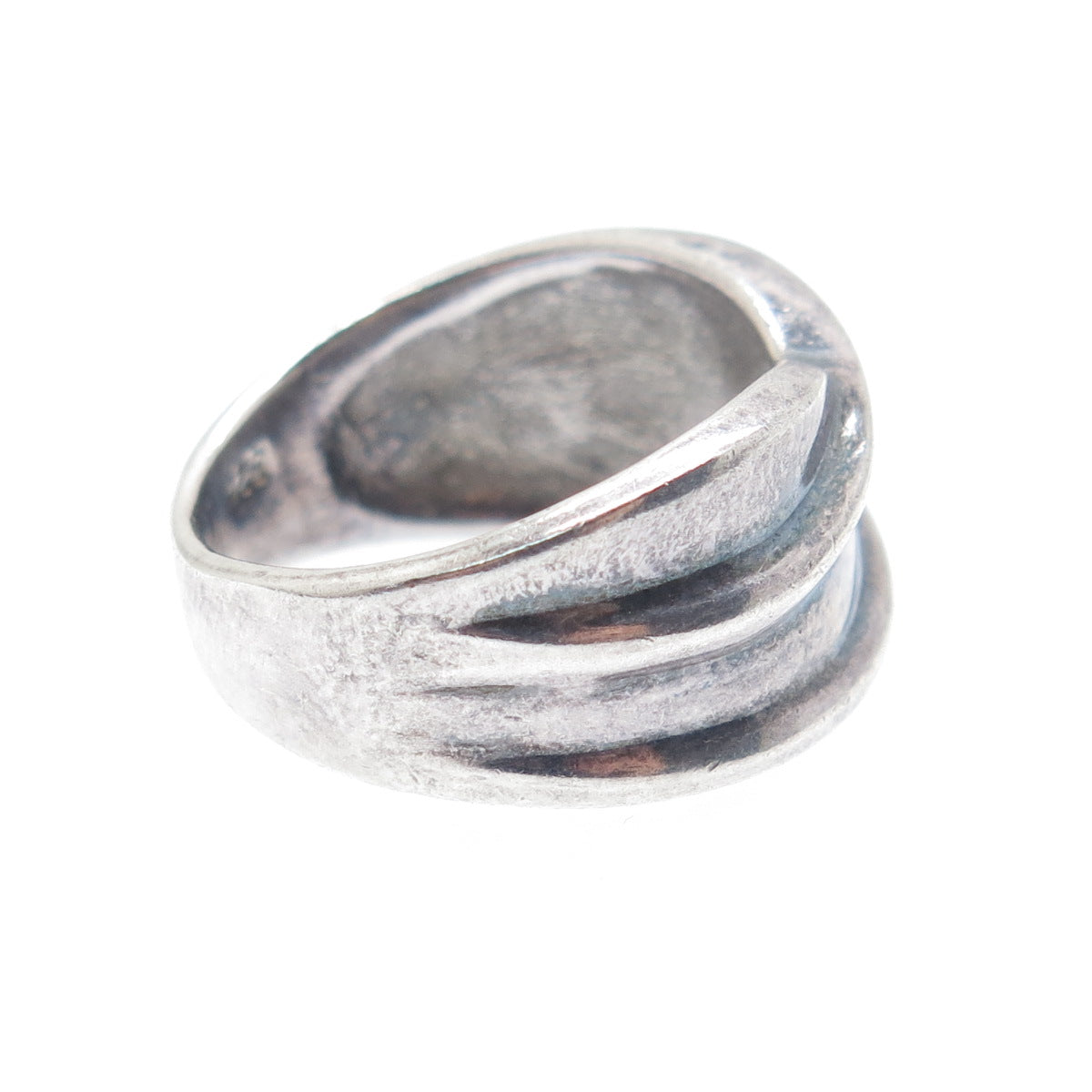 925 Sterling Silver Vintage Modernist Oxidized Ring Size 6.25