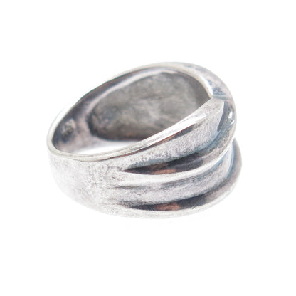 925 Sterling Silver Vintage Modernist Oxidized Ring Size 6.25