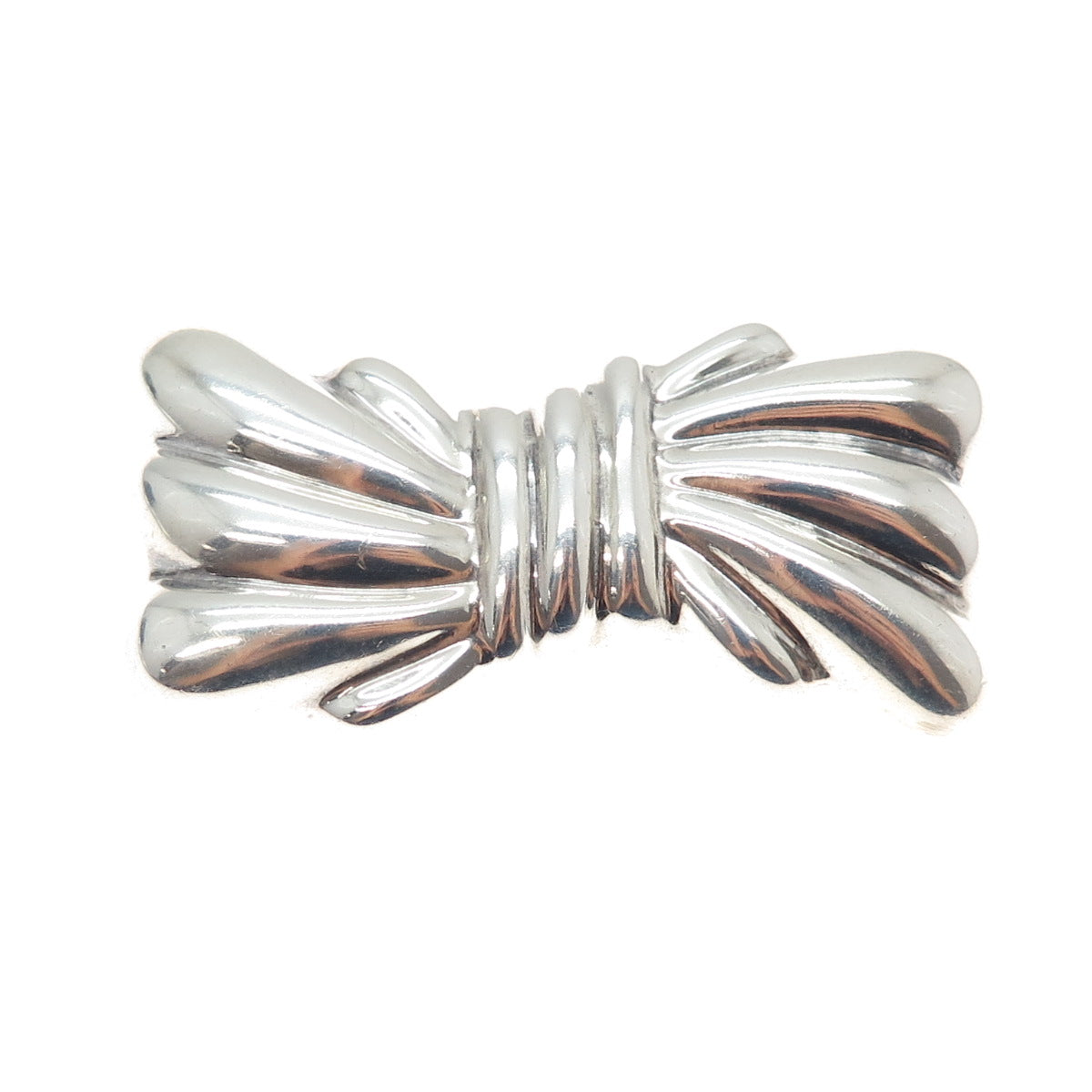925 Sterling Silver Vintage Mexico Modernist Puffy Bow Pin Brooch