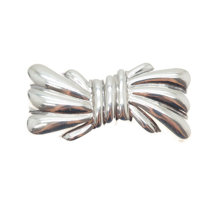 925 Sterling Silver Vintage Mexico Modernist Puffy Bow Pin Brooch
