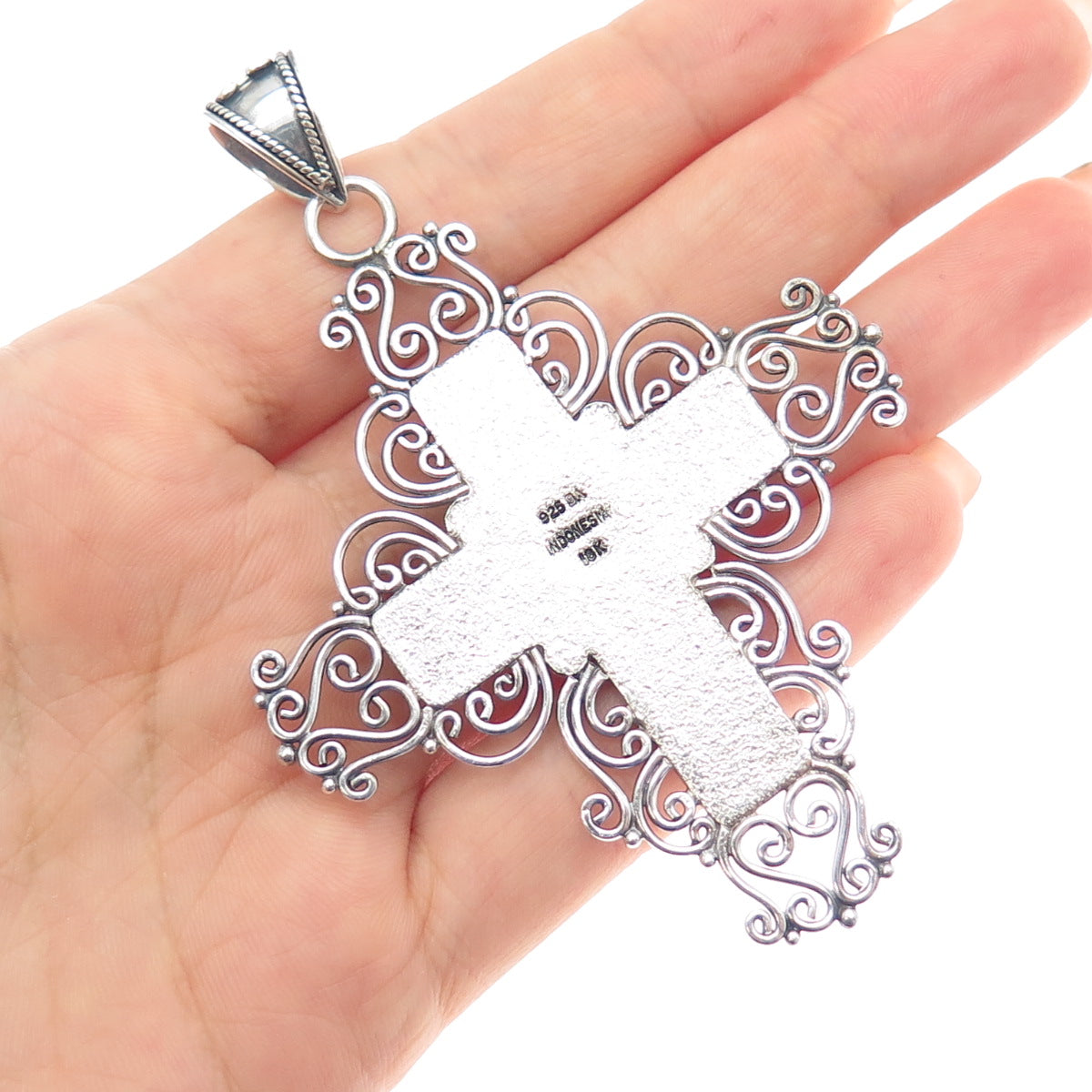 SUARTI BALI 925 Sterling Silver 18K Gold Vintage Real Black Onyx Cross Pendant
