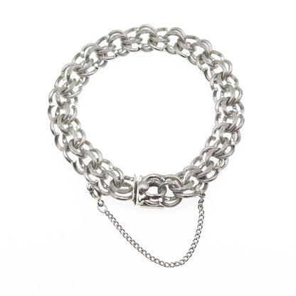 A&Z HAYWARD 925 Sterling Silver Antique Art Deco Double Rolo Link Bracelet 7"