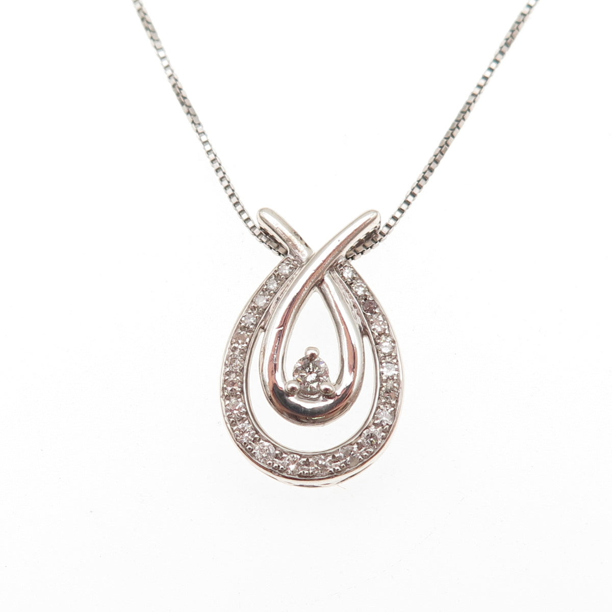 Kendra Scott Sterling Silver Real Diamond Love's Embrace Box Chain Necklace 18"