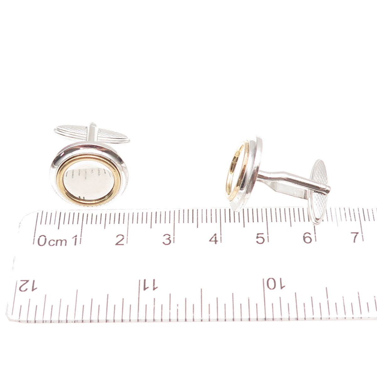 Dunhill 925 Sterling Silver 2-Tone Vintage Round Cufflinks