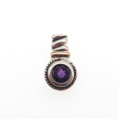 Ross Simons 925 Sterling Silver 14K Gold Real Amethyst Mini Charm Pendant
