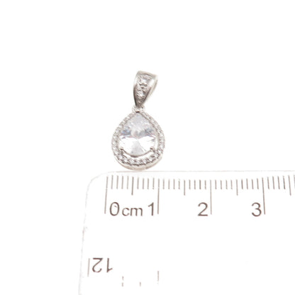 925 Sterling Silver Pear & Round-Cut C Z Mini Charm Pendant