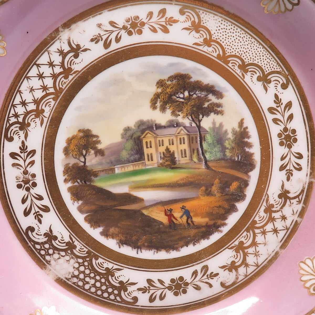 RIDGWAY Antique Early XX Hand Painted Elizabethan House Porcelain Plate #1321