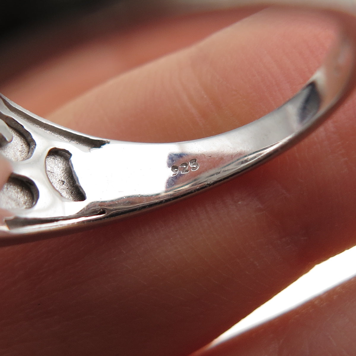 JANE SEYMOUR 925 Sterling Silver Enamel Real Diamond Flower Ring Size 8.25