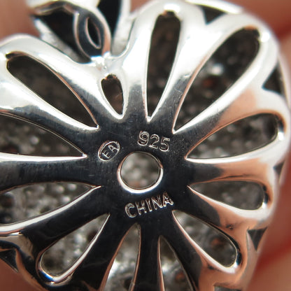 925 Sterling Silver Real Round-Cut Diamond Double Heart Charm Pendant