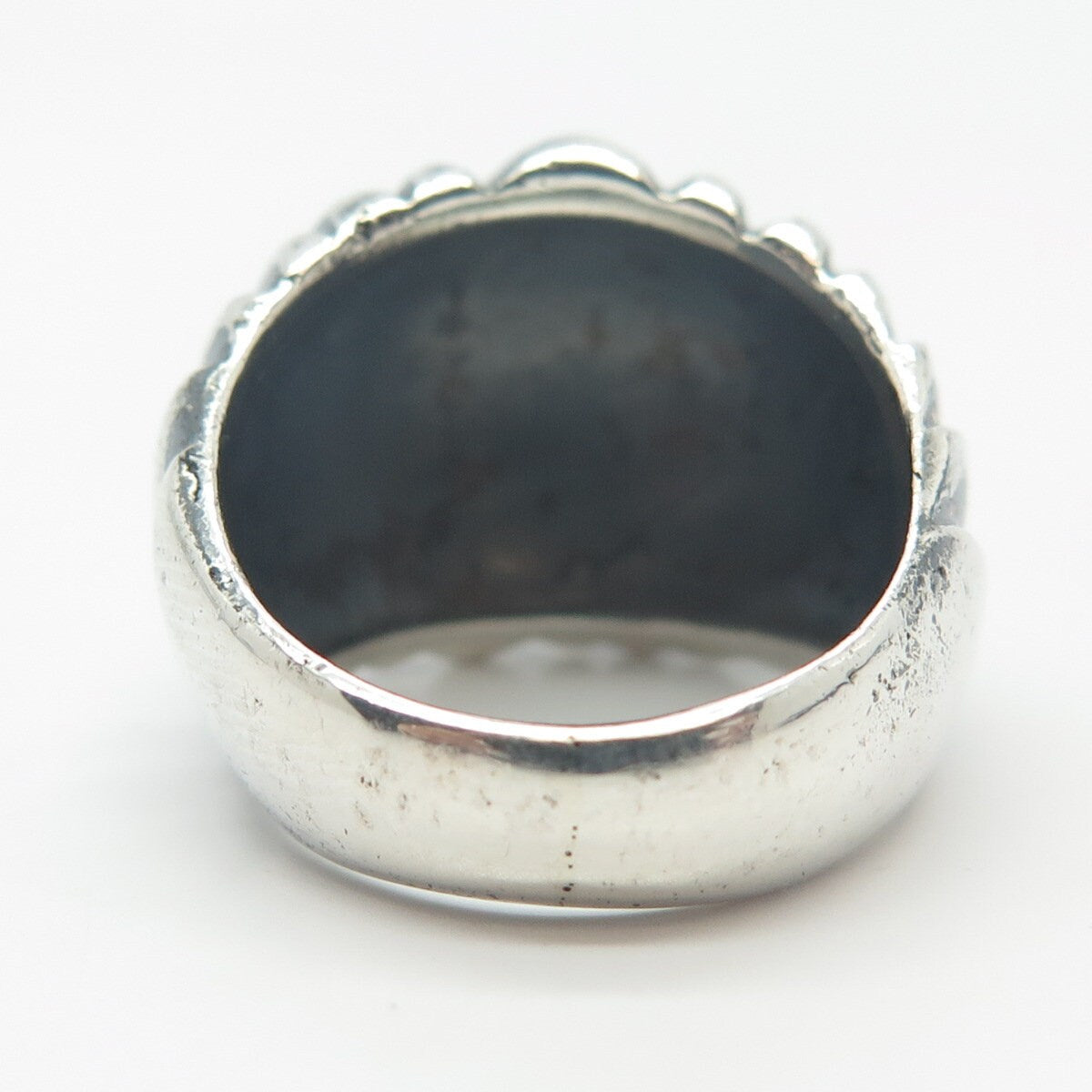 925 Sterling Silver Vintage Ribbed Domed Ring Size 6.25