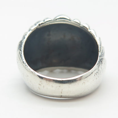 925 Sterling Silver Vintage Ribbed Domed Ring Size 6.25