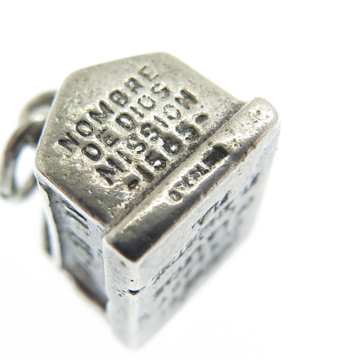 925 Sterling Silver Antique Art Deco "1565 Mission Nombre de Dios" Charm Pendant