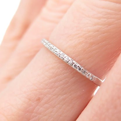 925 Sterling Silver Round-Cut C Z Half Eternity Stackable Band Ring Size 6