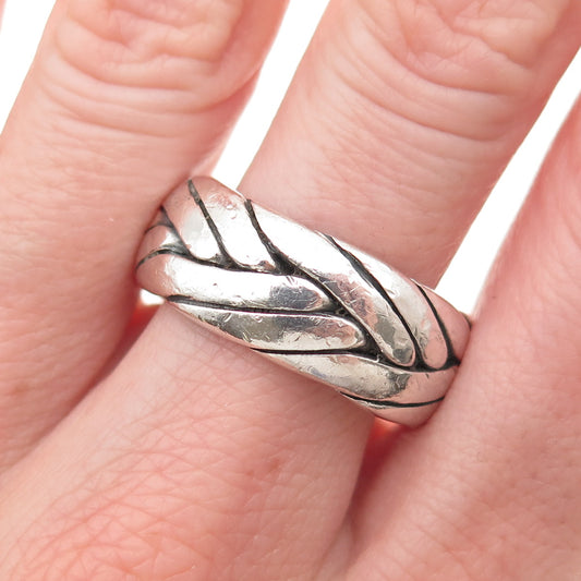 Anya 925 Sterling Silver Vintage Woven Oxidized Band Ring Size 10.75