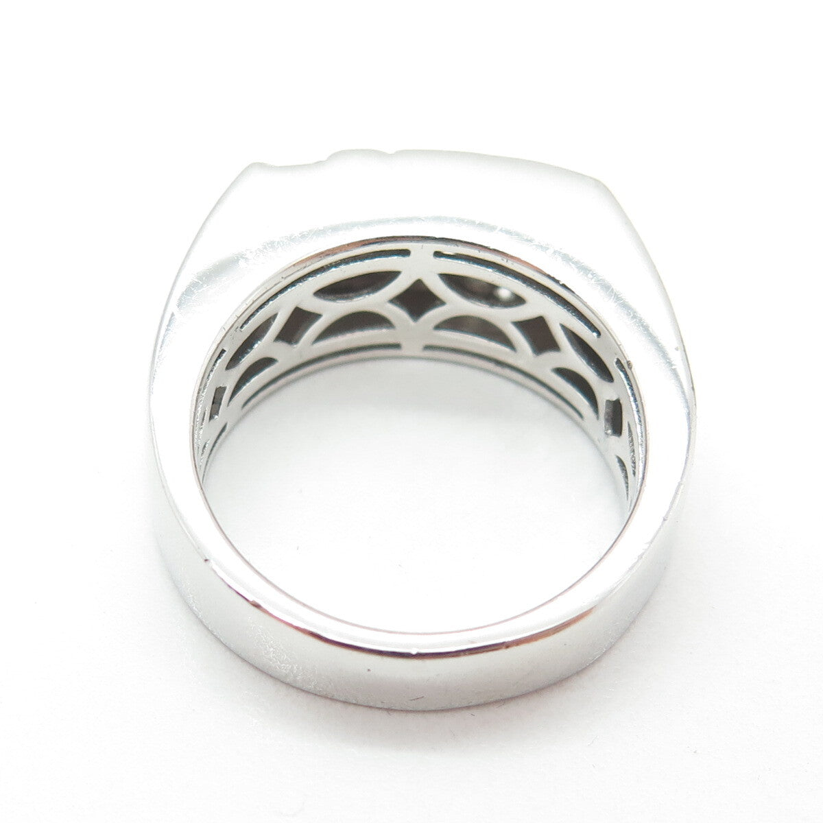 925 Sterling Silver 2-Tone Round-Cut C Z Ring Size 10.25