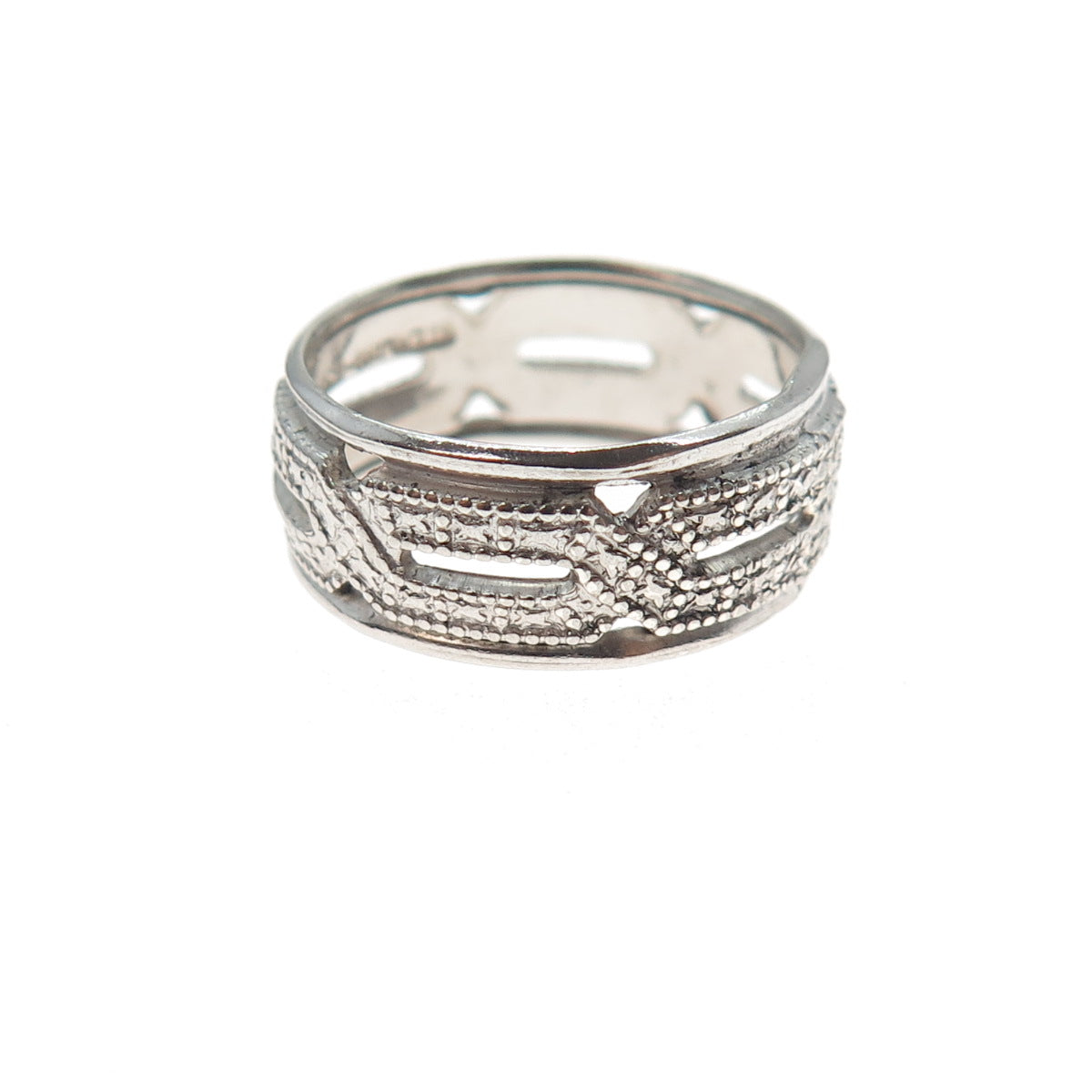 J. Esposito 925 Sterling Silver Vintage Chain Pattern Band Ring Size 6.25