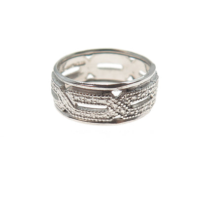 J. Esposito 925 Sterling Silver Vintage Chain Pattern Band Ring Size 6.25
