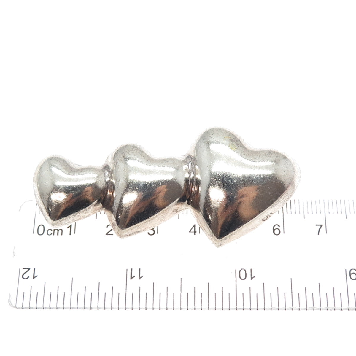925 Sterling Silver Vintage Mexico Mom Dad & Child Heart Oxidized Pin Brooch