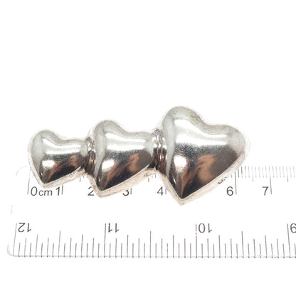 925 Sterling Silver Vintage Mexico Mom Dad & Child Heart Oxidized Pin Brooch