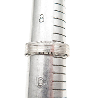 925 Sterling Silver Ribbed Band Ring Size 9.25